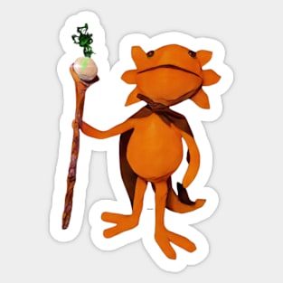 Magical axolotl with his wand Sticker